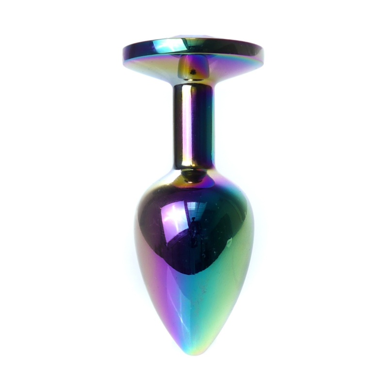 Biżuteria analna Multicolour PLUG-Clear - stal nierdzewna, anatomiczny kształt, długość 7 cm, średnica 2,7 cm - 6