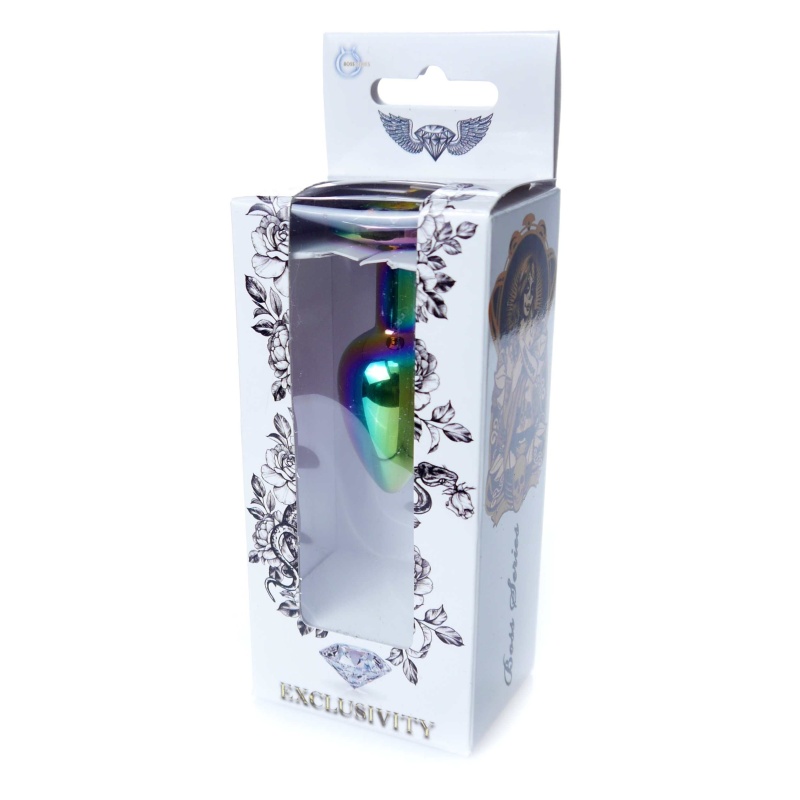 Biżuteria analna Multicolour PLUG-Clear - stal nierdzewna, anatomiczny kształt, długość 7 cm, średnica 2,7 cm - 7