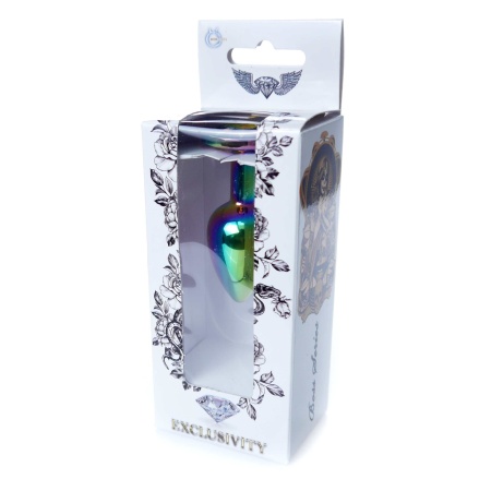 Biżuteria analna Multicolour PLUG-Clear - stal nierdzewna, anatomiczny kształt, długość 7 cm, średnica 2,7 cm - 7