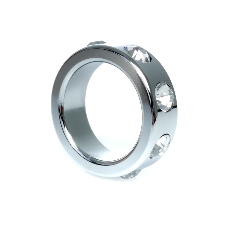 Pierścień erekcyjny metalowy BSeries Small - mechaniczny, stal nierdzewna z kryształkami, średnica wewnętrzna 3,5 cm - 1