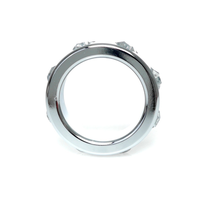 Pierścień erekcyjny metalowy BSeries Small - mechaniczny, stal nierdzewna z kryształkami, średnica wewnętrzna 3,5 cm - 3