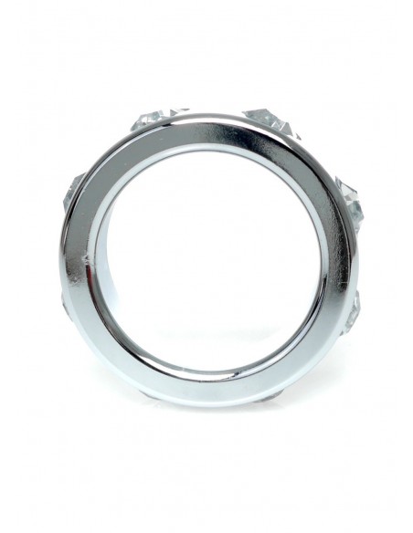 Metalowy Pierścień na Penisa z Diamentami rozm. S - Pierścienie erekcyjne niewibrujące - 3