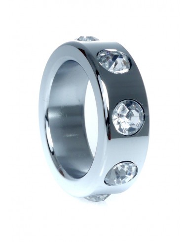 Metalowy Pierścień na Penisa z Diamentami rozm. S - Pierścienie erekcyjne niewibrujące - 4