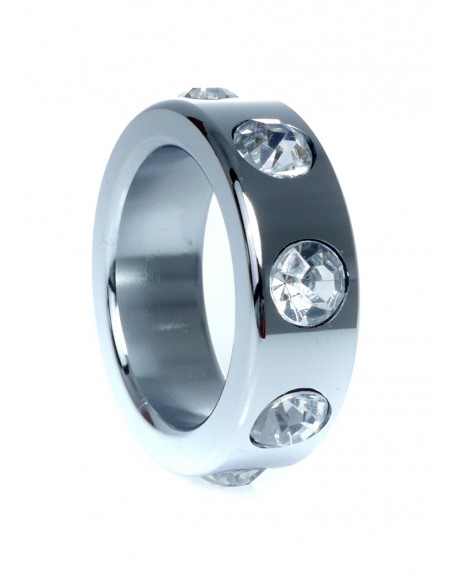 Metalowy Pierścień na Penisa z Diamentami rozm. S - Pierścienie erekcyjne niewibrujące - 4