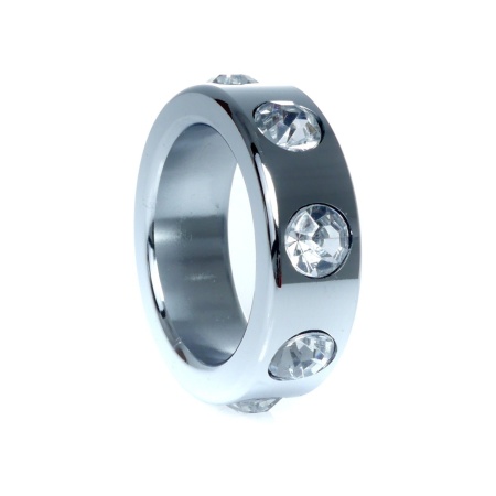 Pierścień erekcyjny metalowy BSeries Small - mechaniczny, stal nierdzewna z kryształkami, średnica wewnętrzna 3,5 cm - 4