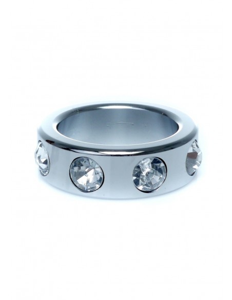 Metalowy Pierścień na Penisa z Diamentami rozm. S - Pierścienie erekcyjne niewibrujące - 2