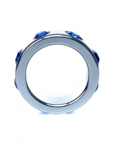 Metalowy Pierścień na Penisa z Granatowymi Diamentami rozm. S - Pierścienie erekcyjne niewibrujące - 3