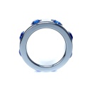 Pierścień erekcyjny Metal Cock Ring with Dark Blue Diamonds Small - stal nierdzewna, średnica wewnętrzna 3,5 cm, średnica zewnęt - 3