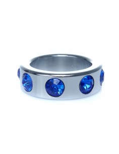 Metalowy Pierścień na Penisa z Granatowymi Diamentami rozm. S - Pierścienie erekcyjne niewibrujące - 1 2