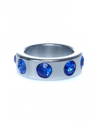 Metalowy Pierścień na Penisa z Granatowymi Diamentami rozm. S - Pierścienie erekcyjne niewibrujące - 2
