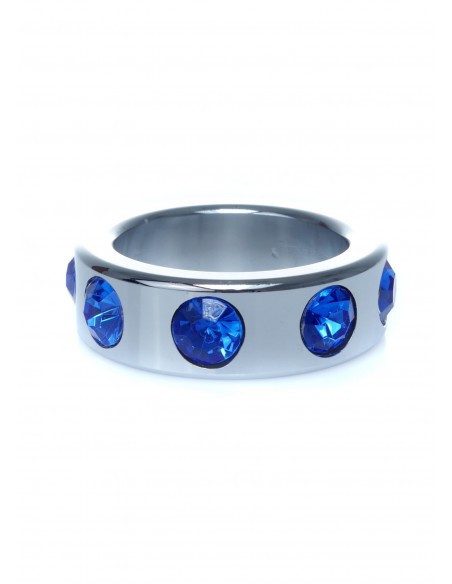 Metalowy Pierścień na Penisa z Granatowymi Diamentami rozm. S - Pierścienie erekcyjne niewibrujące - 2