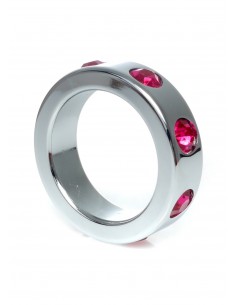 Metalowy Pierścień na Penisa z Różowymi Diamentami rozm. M - Pierścienie erekcyjne niewibrujące - 1