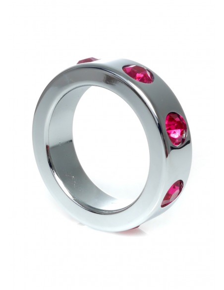 Metalowy Pierścień na Penisa z Różowymi Diamentami rozm. M - Pierścienie erekcyjne niewibrujące - 1