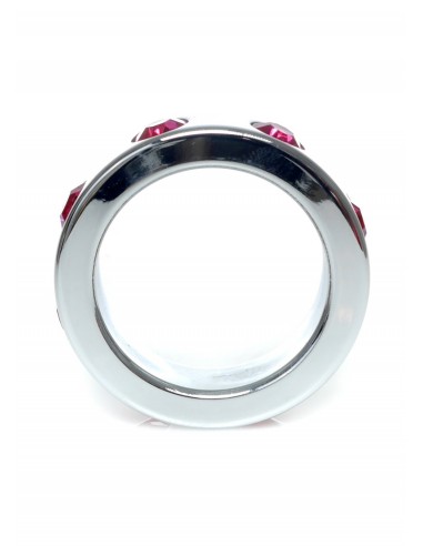 Metalowy Pierścień na Penisa z Różowymi Diamentami rozm. M - Pierścienie erekcyjne niewibrujące - 3