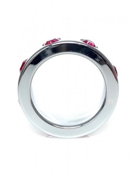 Metalowy Pierścień na Penisa z Różowymi Diamentami rozm. M - Pierścienie erekcyjne niewibrujące - 3