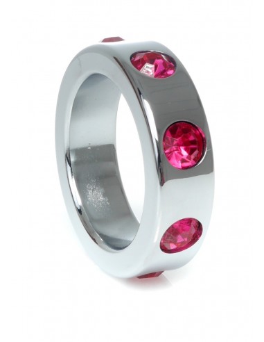 Metalowy Pierścień na Penisa z Różowymi Diamentami rozm. M - Pierścienie erekcyjne niewibrujące - 4