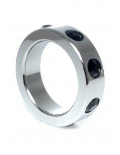 Metalowy Pierścień na Penisa z Czarnymi Diamentami rozm. M - Pierścienie erekcyjne niewibrujące - 1