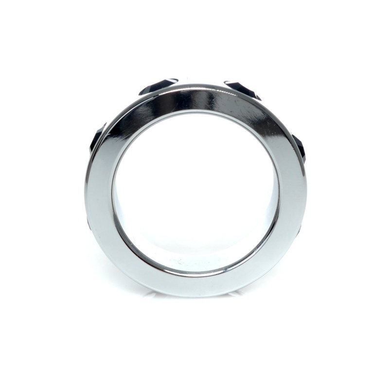 Pierścień erekcyjny metalowy Medium z czarnymi diamentami - stal nierdzewna, średnica wewnętrzna 4 cm - 3