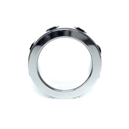 Pierścień erekcyjny metalowy Medium z czarnymi diamentami - stal nierdzewna, średnica wewnętrzna 4 cm - 3