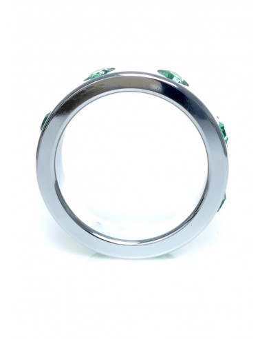 Metalowy Pierścień na Penisa z Zielonymi Diamentami rozm. L - Pierścienie erekcyjne niewibrujące - 3