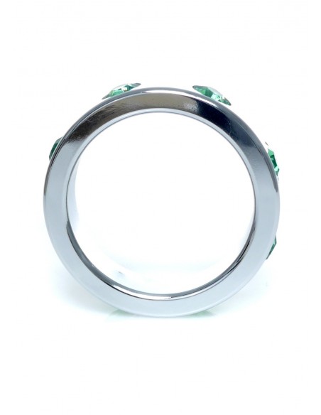Metalowy Pierścień na Penisa z Zielonymi Diamentami rozm. L - Pierścienie erekcyjne niewibrujące - 3