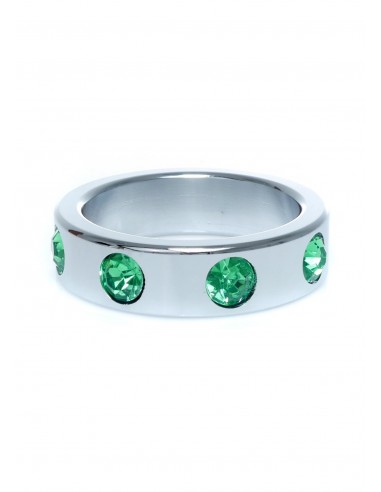 Metalowy Pierścień na Penisa z Zielonymi Diamentami rozm. L - Pierścienie erekcyjne niewibrujące - 2