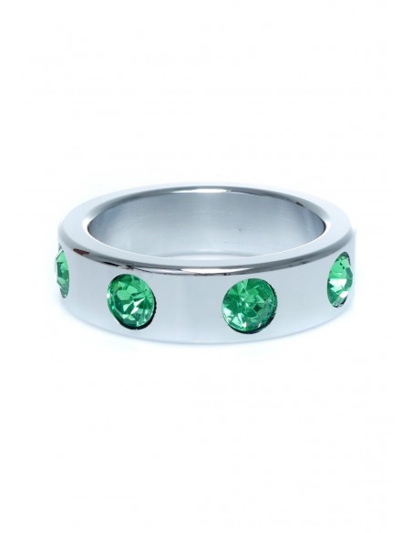 Metalowy Pierścień na Penisa z Zielonymi Diamentami rozm. L - Pierścienie erekcyjne niewibrujące - 2