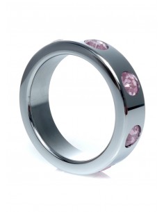 Metalowy Pierścień na Penisa z Diamentami Rose rozm. L - Pierścienie erekcyjne niewibrujące - 1