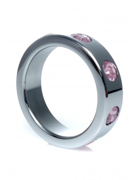 Metalowy Pierścień na Penisa z Diamentami Rose rozm. L - Pierścienie erekcyjne niewibrujące - 1