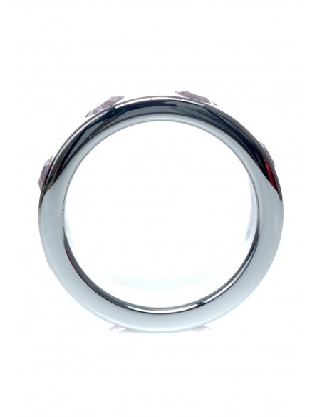 Metalowy Pierścień na Penisa z Diamentami Rose rozm. L - Pierścienie erekcyjne niewibrujące - 3