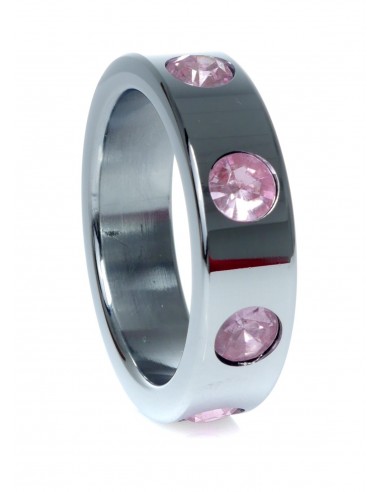 Metalowy Pierścień na Penisa z Diamentami Rose rozm. L - Pierścienie erekcyjne niewibrujące - 4