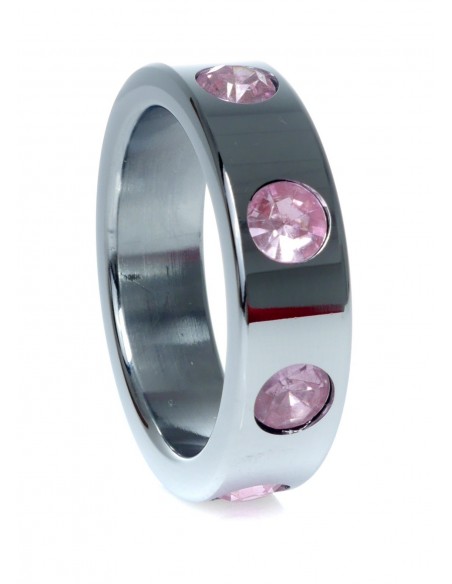 Metalowy Pierścień na Penisa z Diamentami Rose rozm. L - Pierścienie erekcyjne niewibrujące - 4