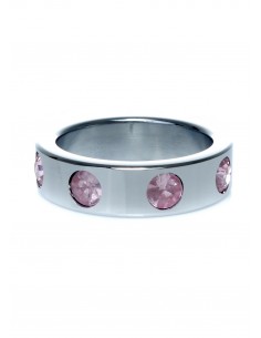 Metalowy Pierścień na Penisa z Diamentami Rose rozm. L - Pierścienie erekcyjne niewibrujące - 1 2