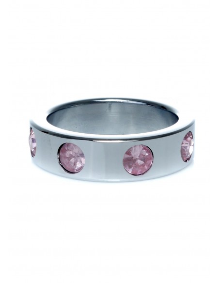 Metalowy Pierścień na Penisa z Diamentami Rose rozm. L - Pierścienie erekcyjne niewibrujące - 2