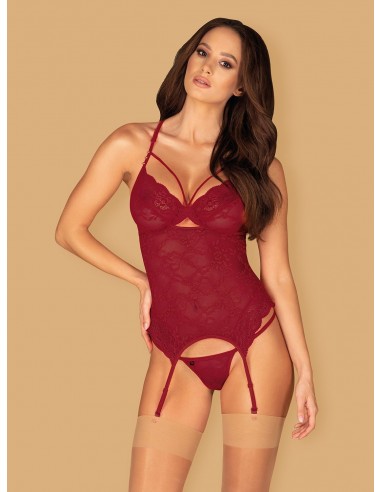 Zestaw Ivetta Gorset I Stringi Czerwony - Komplety bielizny erotycznej - 3