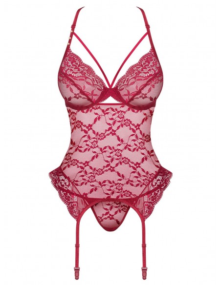 Zestaw Ivetta Gorset I Stringi Czerwony - Komplety bielizny erotycznej - 5