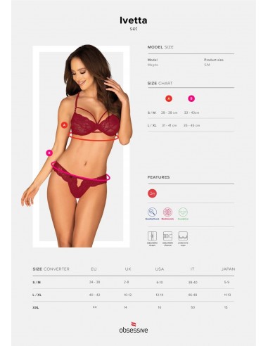 Komplet Bielizny Ivetta Czerwony - Komplety bielizny erotycznej - 7