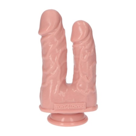 Podwójne dildo Caino e Abele Flesh 15,2 cm cieliste - 4