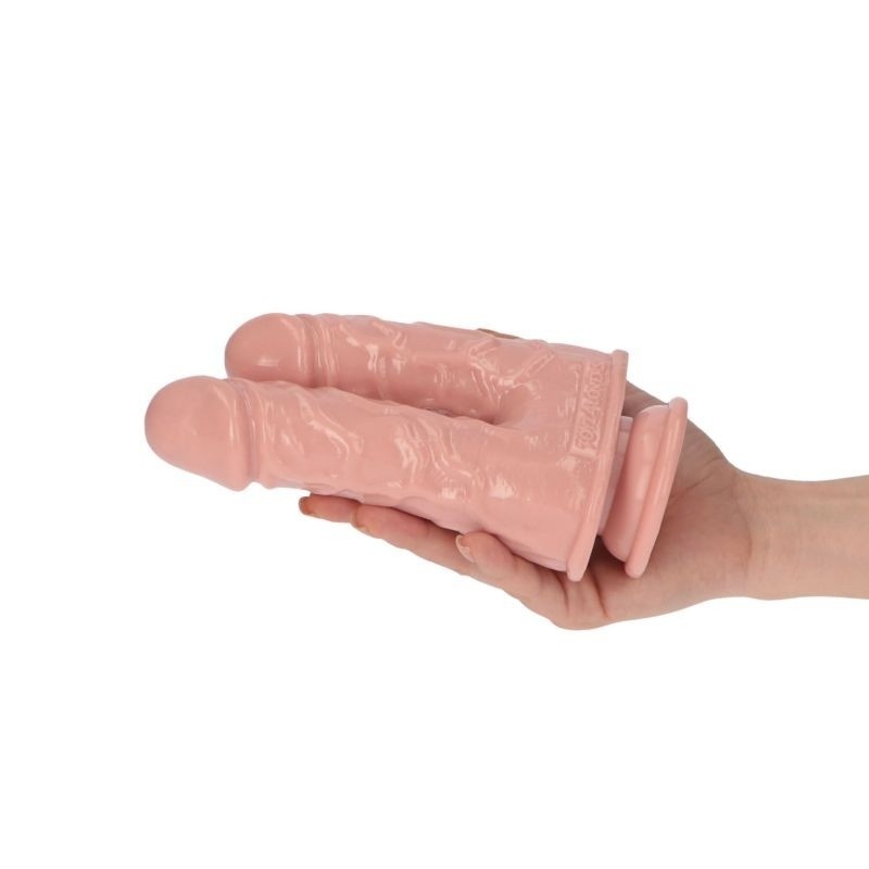Podwójne dildo Caino e Abele Flesh 15,2 cm cieliste - 8