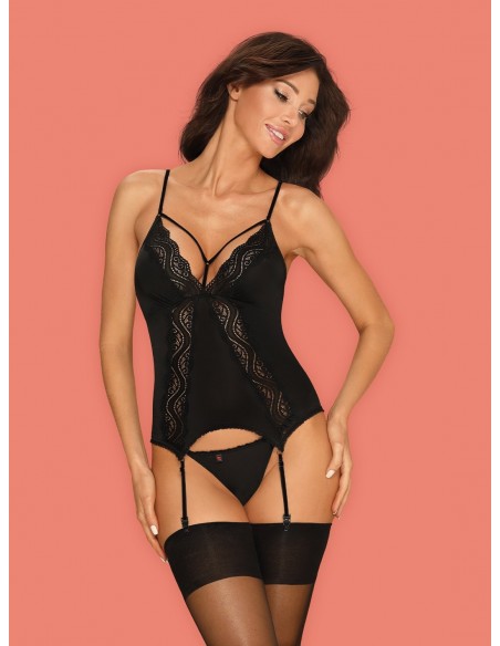 Zestaw Diyosa Gorset I Stringi Czarny - Komplety bielizny erotycznej - 3
