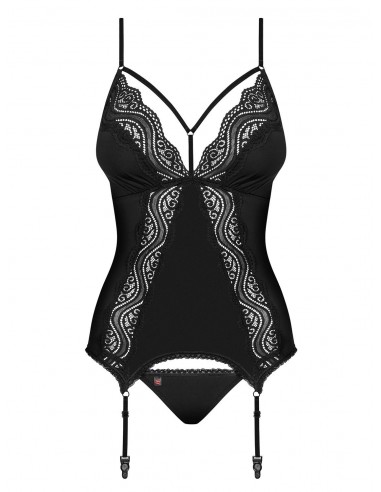 Zestaw Diyosa Gorset I Stringi Czarny - Komplety bielizny erotycznej - 5