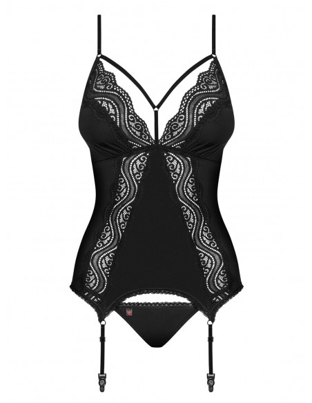 Zestaw Diyosa Gorset I Stringi Czarny - Komplety bielizny erotycznej - 5