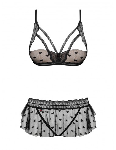 Komplet Bielizny Heartia 2-Częściowy Czarny  S/M - Komplety bielizny erotycznej - 5