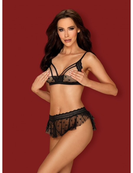 Komplet Bielizny Heartia 2-Częściowy Czarny L/Xl - Komplety bielizny erotycznej - 3