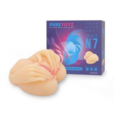 Masturbator Sense n.7 o długości 20 cm w kolorze beżowym z różowymi akcentami - 1 2