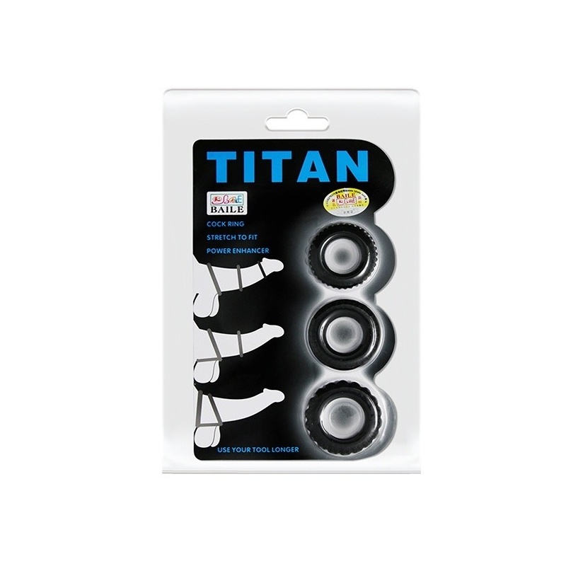 Zestaw pierścieni na penisa Titan Three Rings - 3 rozmiary: 36, 39 i 42 mm - 2
