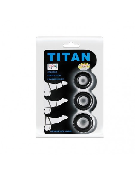Zestaw pierścieni erekcyjnych Baile - Titan Three Rings - Pierścienie erekcyjne niewibrujące - 2