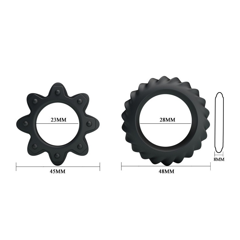Flowering Silicone - zestaw elastycznych silikonowych pierścieni na penisa (śr. wewn. 4,5-4,8 cm) - 5