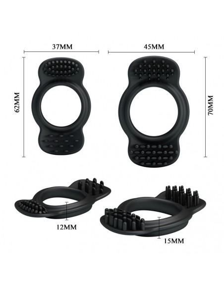 Zestaw pierścieni erekcyjnych Double Cock Ring - Pierścienie erekcyjne niewibrujące - 5