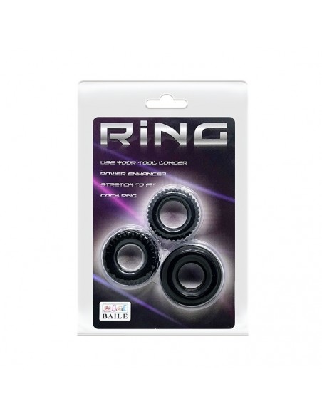 Zestaw pierścieni erekcyjnych Baile- Three Cock Rings Sets - Pierścienie erekcyjne niewibrujące - 2